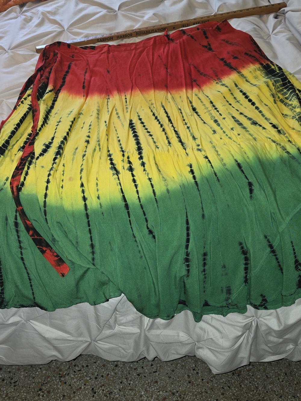 Advance Apparels Red, Yellow & Green Tie-Dye Maxi Skirt